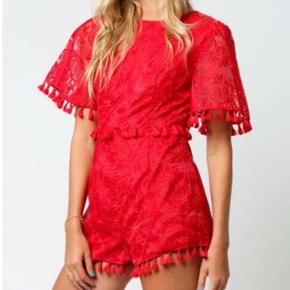findersKEEPERS // red lace tassel open back romper - Picture 6 of 8